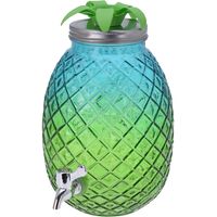 Glazen water/limonade/drank dispenser ananas blauw/groen 4,7 liter - thumbnail