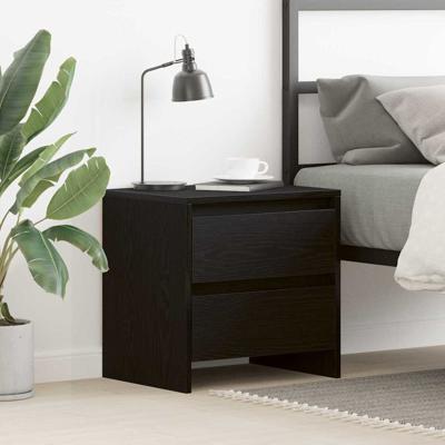 Nachtkastje met lade Zwart eiken 45 x 34 x 44.5 cm Bewerkt hout