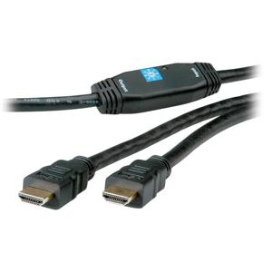 Roline 14.01.3465 HDMI-kabel HDMI Aansluitkabel HDMI-A-stekker, HDMI-A-stekker 30.00 m Zwart 4K UHD, Afgeschermd, Actief met signaalversterking