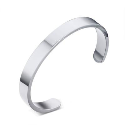 8mm breedte vrouwen mannen roestvrijstalen oppervlakte armband Bangle (zilver)