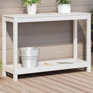 VidaXL Oppottafel met schap 108x35x75 cm massief grenenhout wit