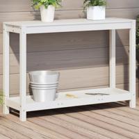 VidaXL Oppottafel met schap 108x35x75 cm massief grenenhout wit