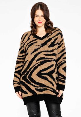Yoek Trui met v-hals | Bruin | Maat 38/40