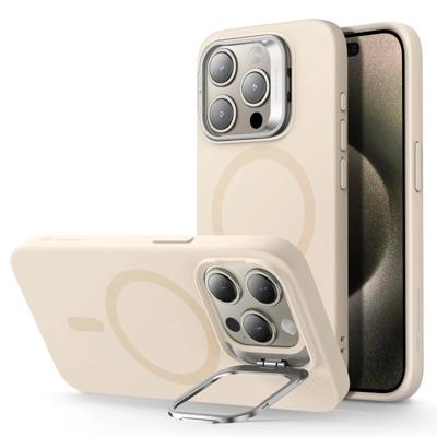iPhone 15 Pro Cloud Soft Case with Stash Stand (HaloLock) - Light Tan