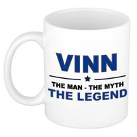 Naam cadeau mok/ beker Vinn The man, The myth the legend 300 ml   -