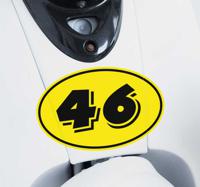 Gele motorfiets zelfklevende stickers