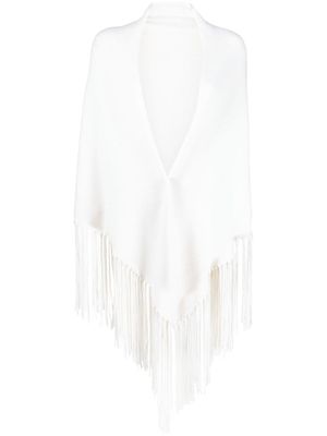 Malo cape en cachemire à franges - Blanc