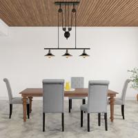 2-delige set van Knoopgestoffeerde Eetkamerstoelen Gestoffeerde Stoffen Stoelen met Rubberhout Poten Grijs