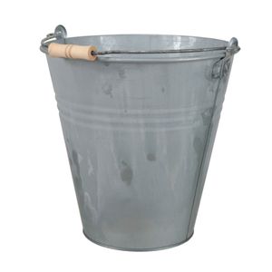 Emmer/plantenpot 12 liter - D30 x H30 cm - zink - met handvat