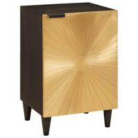 Badkamer Kast Zwart en Goud 38 x 33 x 58 cm massief mangohout