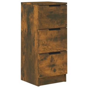 The Living Store Dressoir Gerookt Eiken - Bijzetkast 3 Lades - 30x30x70 cm - Hoogwaardig Materiaal