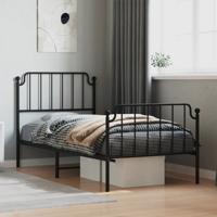 Bedframe met hoofd- en voeteneinde metaal zwart 90x200 cm - thumbnail