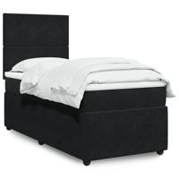 Boxspring met matras fluweel zwart 90x200 cm