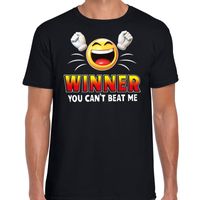 Funny emoticon t-shirt winner you cant beat mezwart voor heren