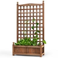 Bloembak met Klimrek Plantenbak Hout voor Klimplanten Hooibed met Spalier 64,5 x 28 x 120 cm Bruin