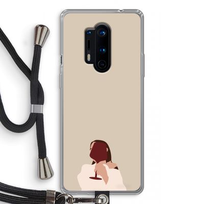 I drink wine: OnePlus 8 Pro Transparant Hoesje met koord