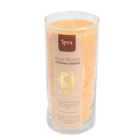 Fair Trade Sacraal Chakra (2e) Stearine Kaars in Glas - Oranje (60