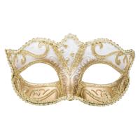 Verkleed gezichtsmasker Venitiaans - goud met barok - volwassenen - Carnaval/gemaskerd bal   -