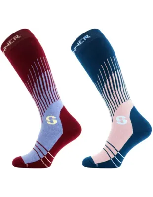 Sinner Ski Sock Dames Graphic 2 Pack (brnd/ Pk) 36-38 Rood / Blauw Sinner Ski Sock Dames Graphic 2 Pack (brnd/ Pk) 36-38 Rood / Blauw