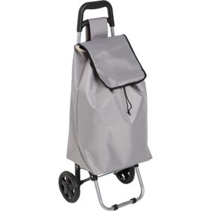 Boodschappen trolley tas - inhoud 30 liter - grijs - met wielen - 35 x 28 x 92 cm