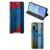 Sony Xperia 10 III Book | Wallet Case | Wood Heart - Cadeau voor je Vriend