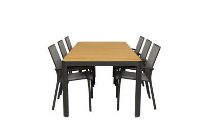 Qopps Mikos tuintafel 220 met 4 Tampa stapelbare tuinstoel