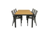 Qopps Mikos tuintafel 220 met 4 Tampa stapelbare tuinstoel