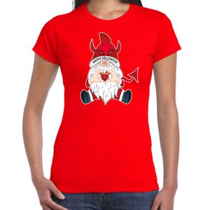 Halloween verkleed t-shirt dames - duivel kabouter/gnome - rood - themafeest outfit