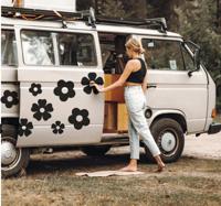 Schattige bloemenset camper stickers