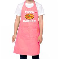 Pizza bakker schort/ keukenschort roze voor jongens en meisjes - Bakken met kinderen - thumbnail