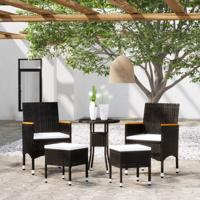 5-delige Loungeset poly rattan zwart