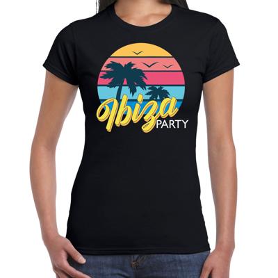 Ibiza zomer party t-shirt - Tropical thema - zwart - voor dames Ibiza zomer party t-shirt - Tropical thema - zwart - voor dames