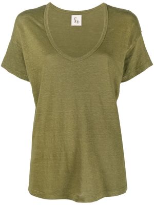 PAULA t-shirt en lin à col arrondi - Vert