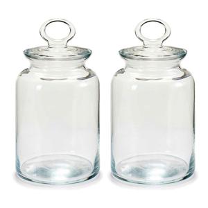 Snoeppot/voorraadpot Megan - 2x - 1500 ml - glas - met luchtdichte deksel - D12 x H21 cm