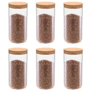 VidaXL Opbergpotten met kurken deksel 6 st 1100 ml glas