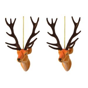 Kersthanger - 2x - rendier/hert - 13 cm - kunststof - ornament - kerstversiering