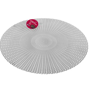 Gerimport Ronde tafel dinner placemats - zilver - kunststof - Dia 40 cm