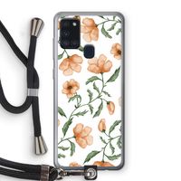 Peachy flowers: Samsung Galaxy A21s Transparant Hoesje met koord