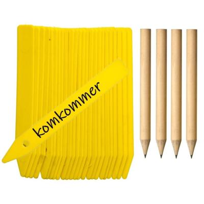 Pro Garden Nature Steeketiketten - 100x stuks - moestuin / groentetuin / kruidentuin - 10 cm - geel