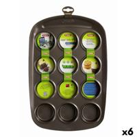 Bakplaat voor Muffins Pyrex Asimetria Zwart 38 x 25 x 5 cm (6 Stuks)
