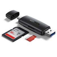 Ugreen SD/micro SD-kaartlezeradapter (USB-A/USB-C) zwart (CM304)