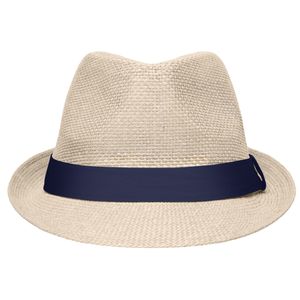 Street style trilby hoedje naturel met navy