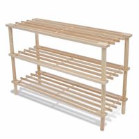 The Living Store Schoenenrek 3-laags massief vurenhout - 74 x 26 x 48.5 cm