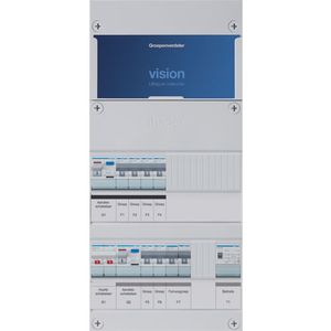 Groepenkast Hager VKG42E-FT 6-groepenverdeler met fornuisgroep - beltransformator en hoofdschakelaar 2x ALS 30mA 1-fase
