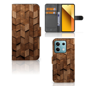 Book Style Case voor Xiaomi Redmi Note 13 5G Wooden Cubes