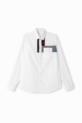 100% katoenen shirt met patches - WHITE - XXL