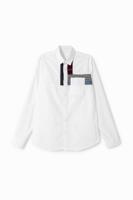 100% katoenen shirt met patches - WHITE - XXL
