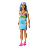 Mattel Fashionistas pop #218 met blauw haar, regenboogtop - thumbnail