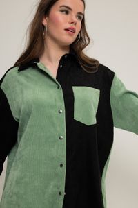 Grote Maten Corduroy overhemd, Dames, zwart, Maat: 50/52, Polyester, Studio Untold