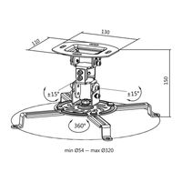 LogiLink BP0057 Beamer-plafondbeugel Plafondhouder, In hoogte verstelbaar, Kantelbaar en zwenkbaar Afstand vloer-plafond (max.): 150 mm Wit - thumbnail